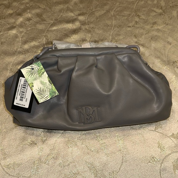 Badgley Mischka Clutch Shoulder Purse - Gray - Wrapped Frame Clutch - Picture 7 of 7